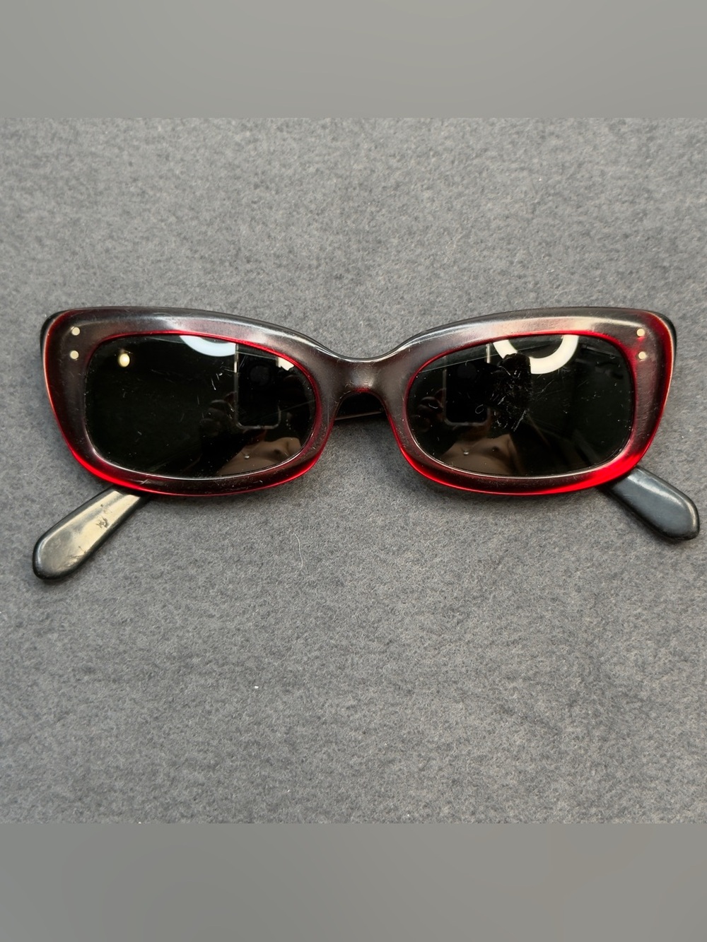 Vintage B&L Ray-Ban USA Chase Sunglasses Black Red Accent Wayfarer Cat Eye Style